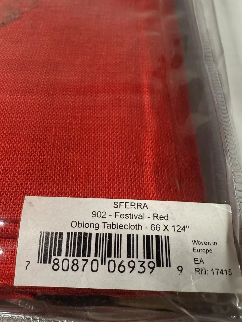 SFERRA Festival Linen Tablecloth 66 x 106 Red Hemstitched Luxury Imported
